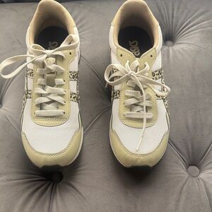 Asics Women's Cream and Leopard Accent Sneakers